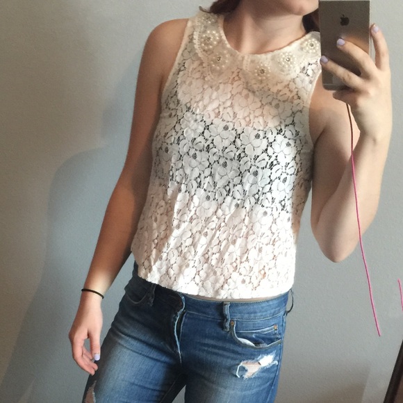 White lace shirt