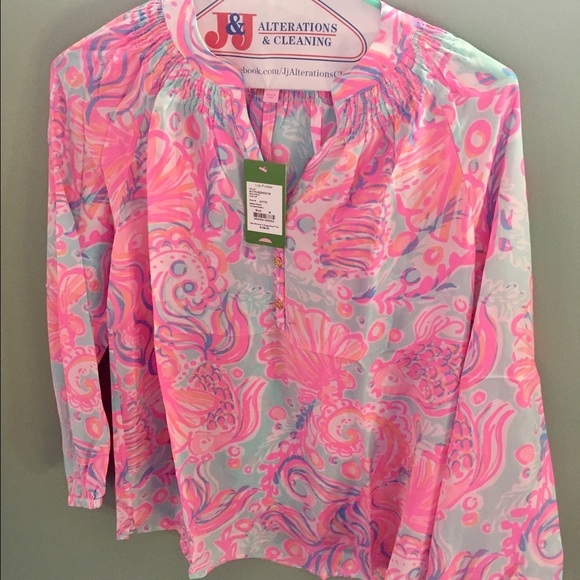 LILLY ELSA SILK PRINT BLOUSE TOO MUCH BUBBLY🌺🐠