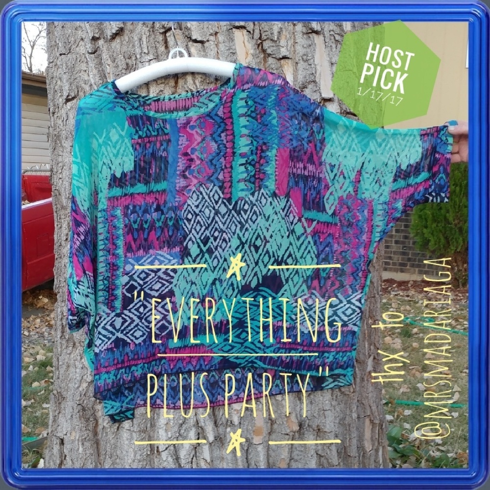 🎉HP🎉Semi-sheer Dolman-sleeved Multicolored Tunic