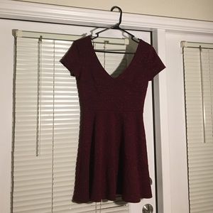 Maroon v- neck mini dress