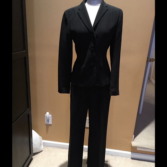 Black pinstriped suit