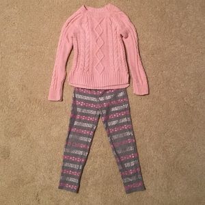 Gap kids girls thick cable sweater and leggings XS