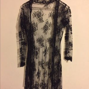 Long sheer floral print robe