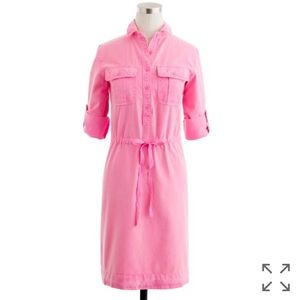 J. Crew Neon Pink Shirtdress
