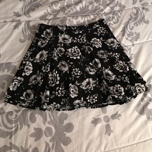 Black and White Floral Skirt
