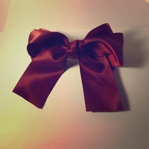 Handmade silk type hair bow in wine red