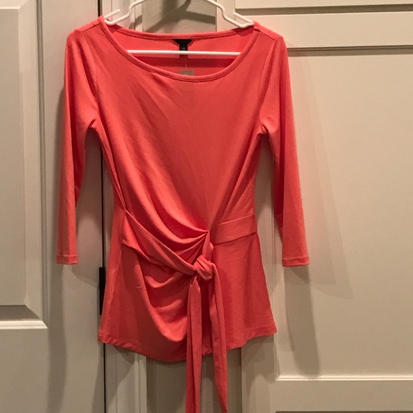 New w/tags. Coral/peach 3/4 sleeve tie blouse