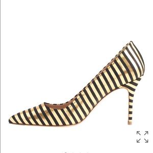 Elsie metallic stripe pumps black and gold