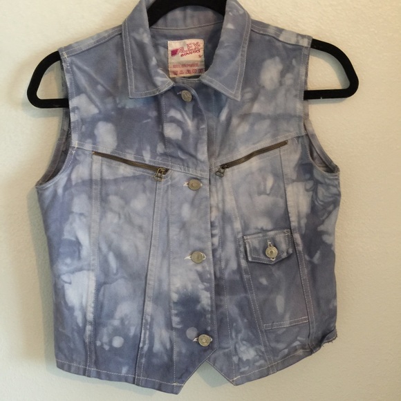 Purple acid washed jean vest
