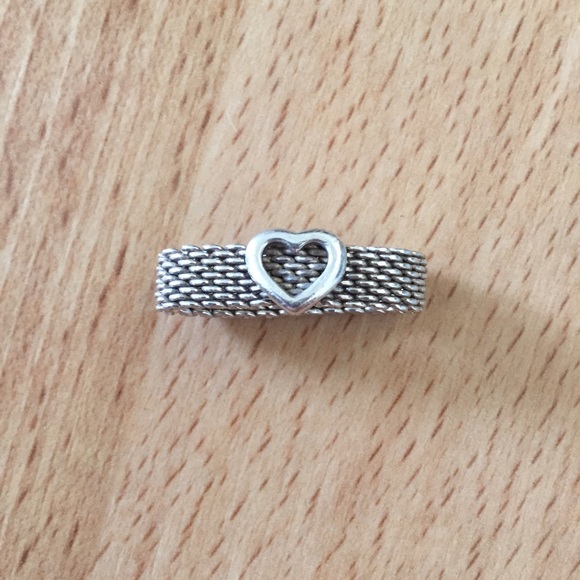 Tiffany & Co sterling silver mesh heart ring