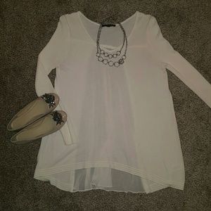 Cream Soft Tunic with Sheer Back Drape Detail