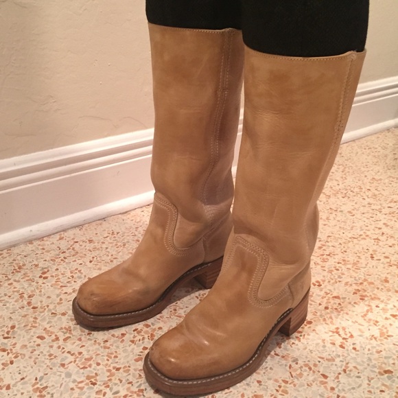 Light tan colored Frye boots