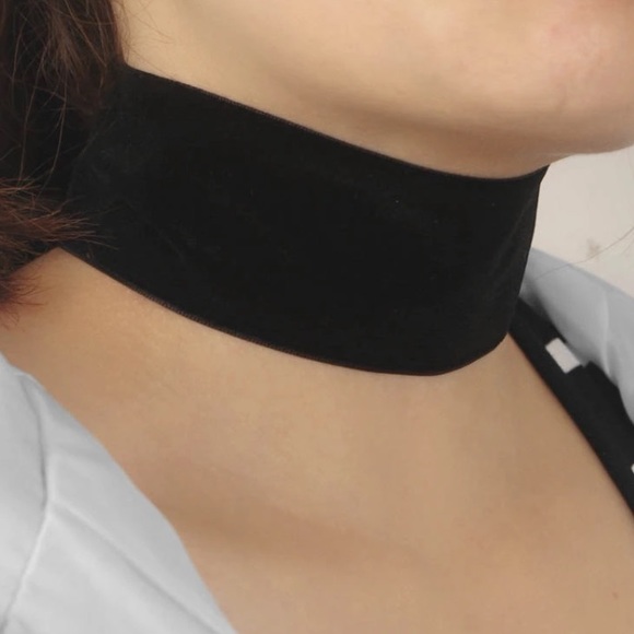 💠 velvety black thick boho trendy choker necklace - Picture 2 of 3