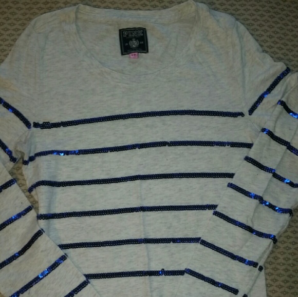 PINK V.S sequin striped long sleeve