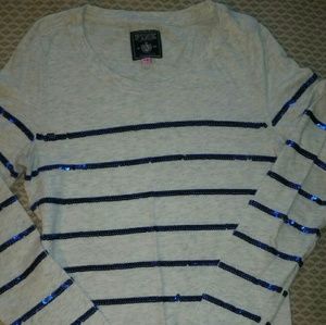 PINK V.S sequin striped long sleeve