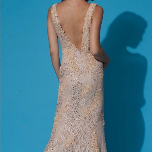 Jovani Lace and Sequin V-neck dress - Picture 2 of 3