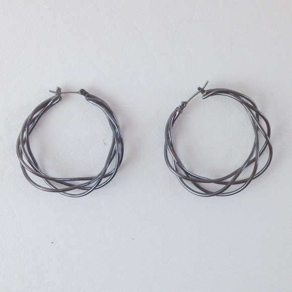 Jewelry - DYTt2 brushed silver / gray hoop earrings Jewelry - DYTt2 brushed silver / gray hoop earrings