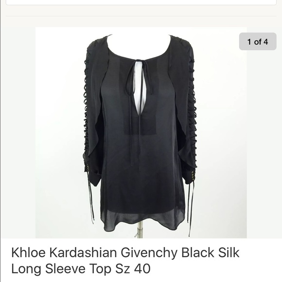 Khloe Kardashian Givenchy Black Silk Blouse Size40