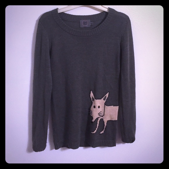 Fox animal sweater ( grey and pink )