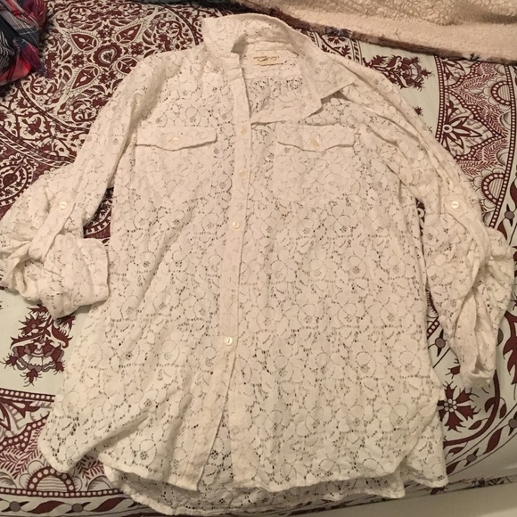 Ralph Lauren lacy button up blouse