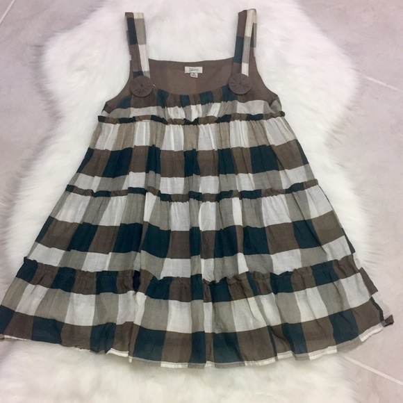 Grey & Green Checked Ruffle Dress, size small - Picture 3 of 4