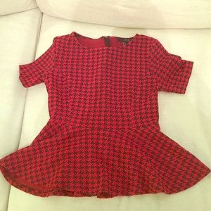 Peplum houndstooth blouse