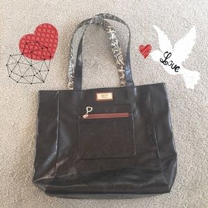 Gigi Hill Large Black Embossed Flower Tote