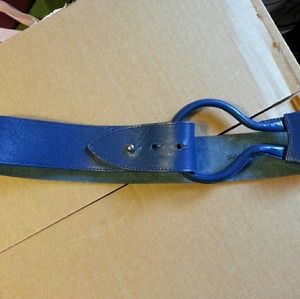 Vintage Blue Leather Belt
