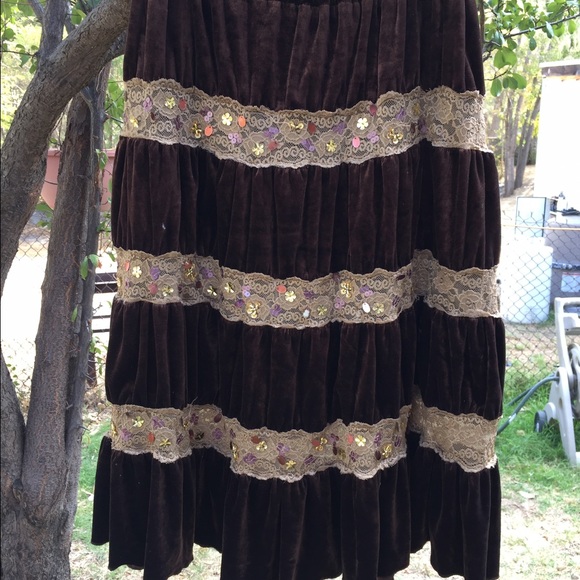 **SOLD*** Beautiful Brown Velvet & Sequence Skirt