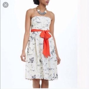 Adorable dog print dress with red tie belt