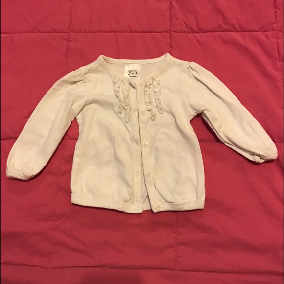 Girls white ruffled cardigan