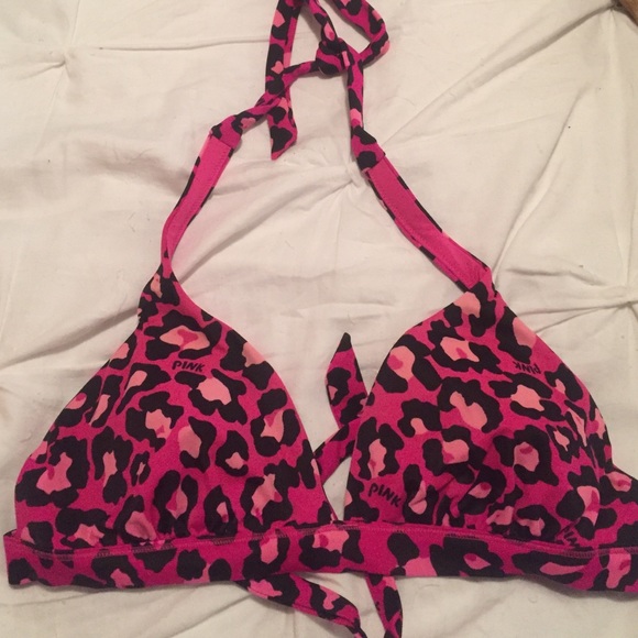 Pink cheetah print bikini top