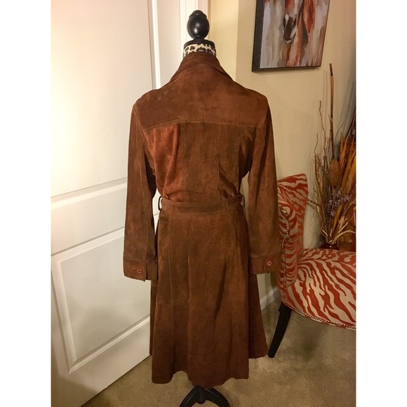 Wilsons Leather Brown Suede Trench Coat - Picture 3 of 3