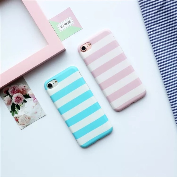 iPhone 7 Stylish Pink/Light Blue stripe phone case