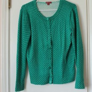 Green polka dot cardigan size large