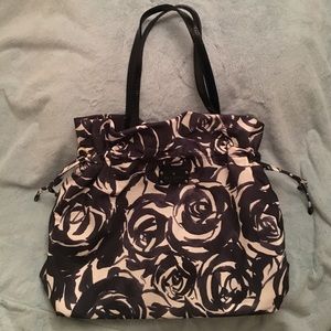 Kate Spade black & cream floral purse tote