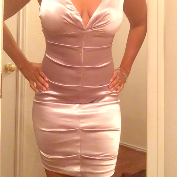 Petal pink satin mini dress