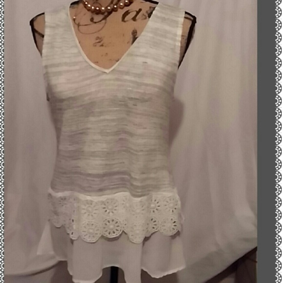 W5 rayon and polyester and lace top
