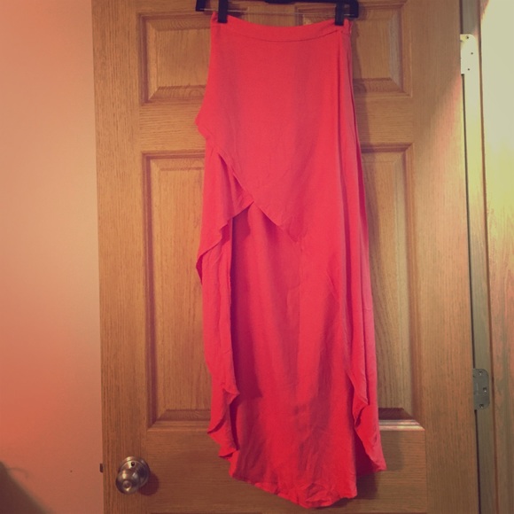 Coral high low skirt