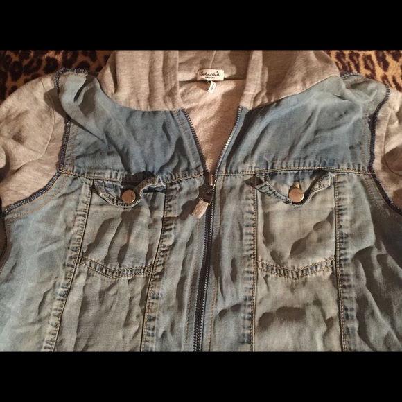 Denim jacket with a hood