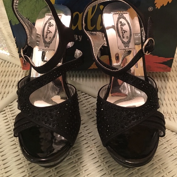 Black Rhinestone Platform Sandals - Picture 2 of 3