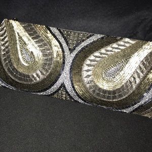 Deeps Gurnani Beaded Leather Envelope Clutch