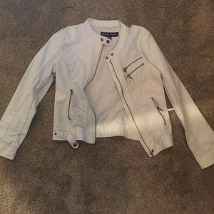 Blanc Noir white leather jacket