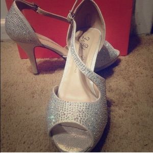 Silver glitter heels...