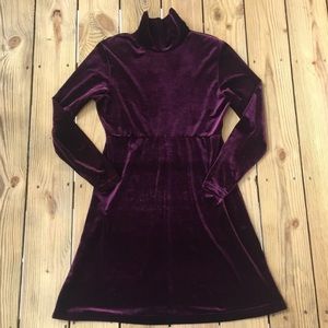 Vintage Velvet Long-Sleeve Turtleneck Skater Dress