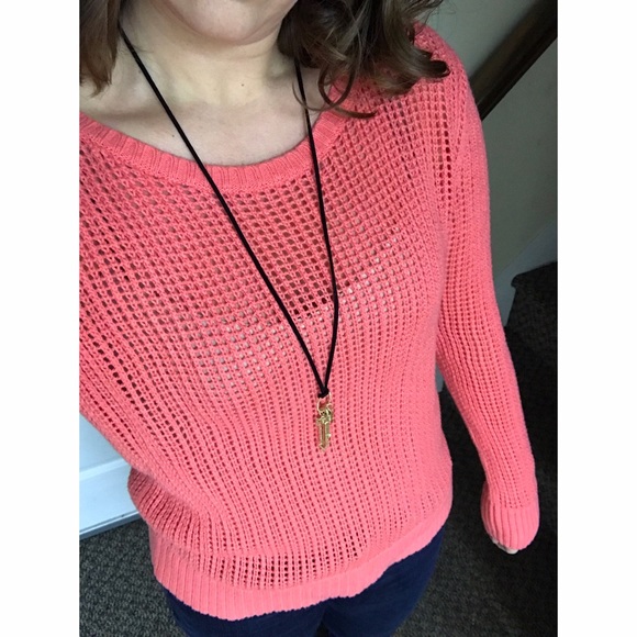 Gap Salmon Pink Large Waffle Knit Sweater