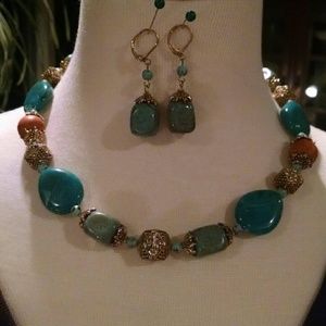 Turquoise Necklace and Earring Set. NWOT