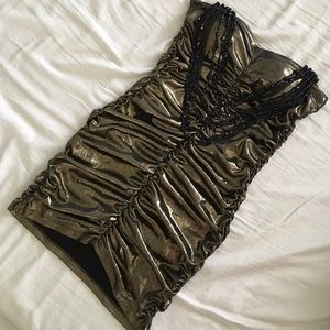 Gold foil beaded dress