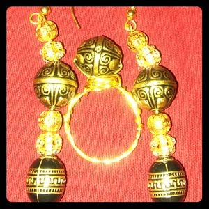 earrings and ring