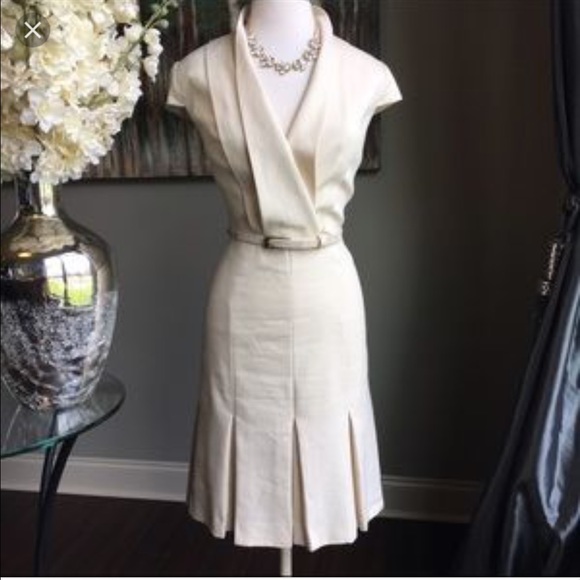 Antonio Melani Belted Cream Dress